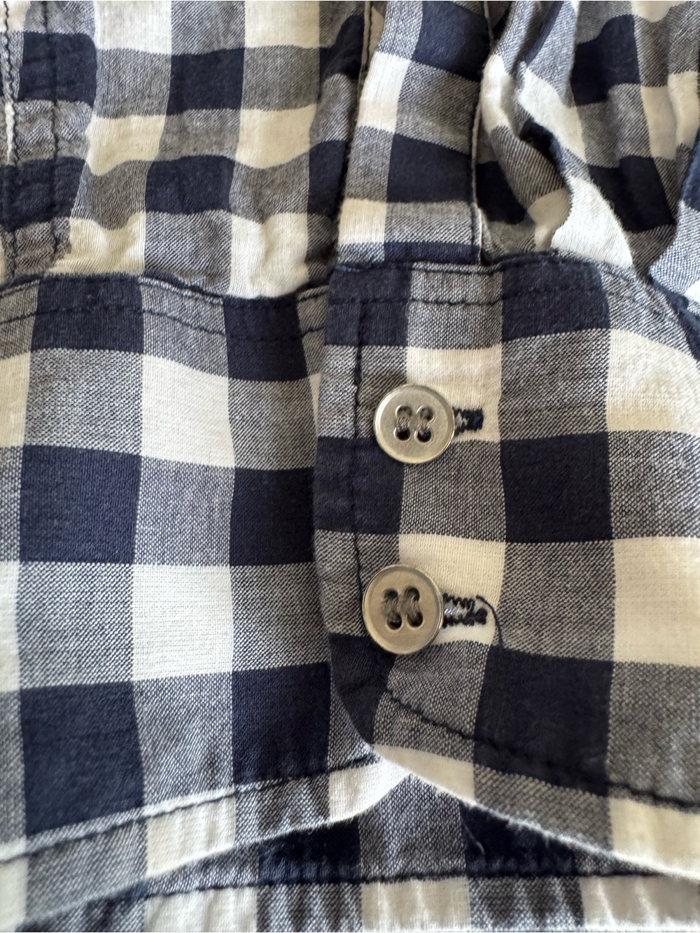 Women’s Navy and White Check Button-Up Shirt - Picture 2 of 3
